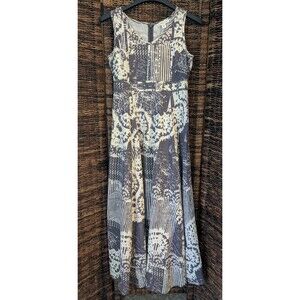 Coldwater Creek Quilted Metallic Abstract Print V Neck Tank Maxi Dress Long 6
